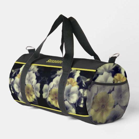 Gelbe Primrose Blume Personalisiert Duffle Bag (Rechte Ecke)