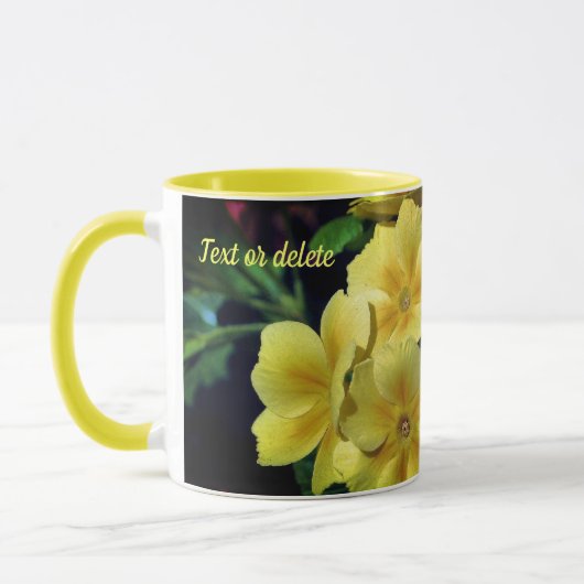Gelbe Primrose Blume Personalisiert Tasse (Links)