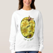 Gelbe Primrose-Blume und Schmetterling Personalisi Sweatshirt (Vorderseite)