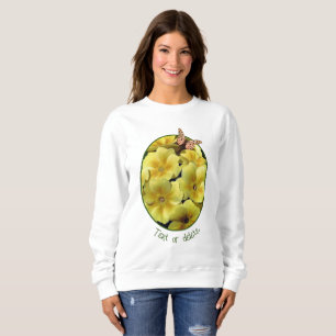 Gelbe Primrose-Blume und Schmetterling Personalisi Sweatshirt