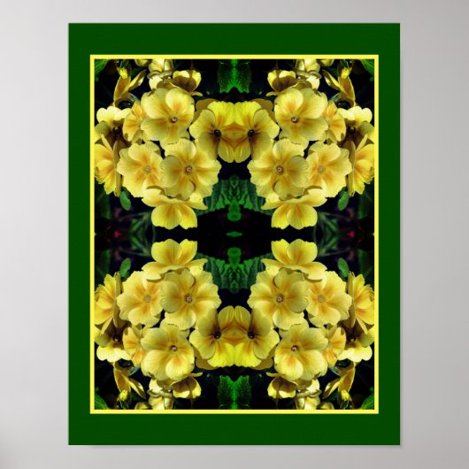 Gelbe Primrose Frühlingsblumen Abstrakt Poster (Vorne)