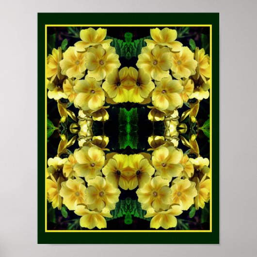 Gelbe Primrose Frühlingsblumen Abstrakt Poster (Vorne)