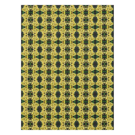 Gelbe Primrose Frühlingsblumen Abstraktes Muster Tischdecke (Vorderseite)