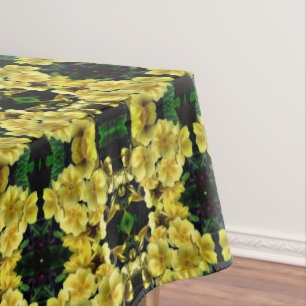Gelbe Primrose Frühlingsblumen Abstraktes Muster Tischdecke
