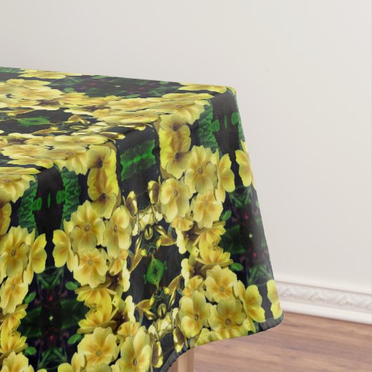 Gelbe Primrose Frühlingsblumen Abstraktes Muster Tischdecke (Beispiel)
