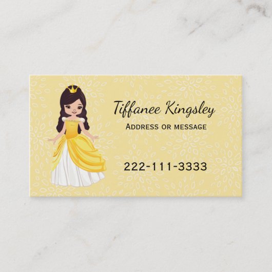 Gelbe Prinzessin Childs oder Telefonnummerkarte (Vorderseite)