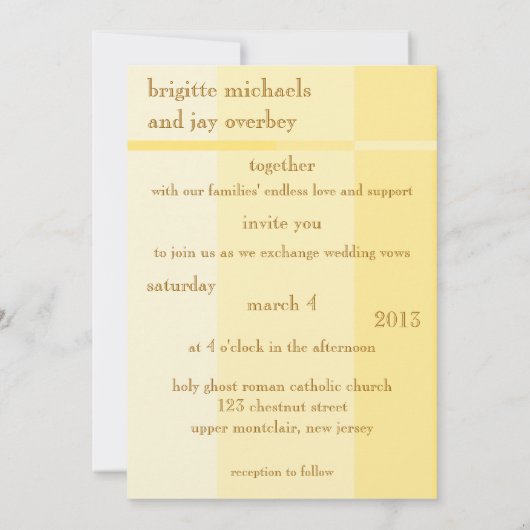 Gelbe Progression Moderne Einladung zur Hochzeit (Rückseite)