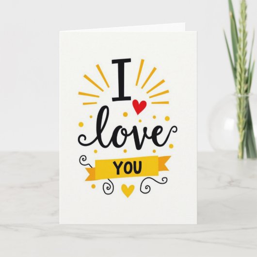 Gelbe Punkte Ich Liebe Dich Karte (Vorderseite)