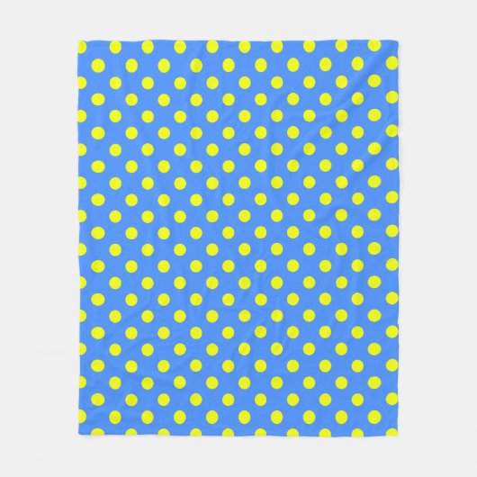 Gelbe Punkte-Muster auf blauem Hintergrund Fleecedecke (Vorderseite)
