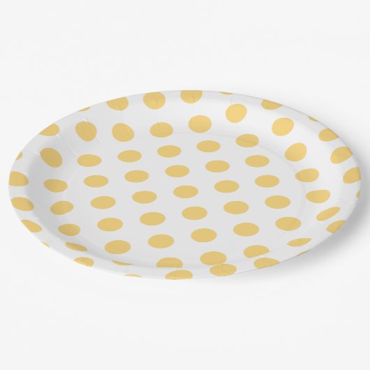 Gelbe Punkte Pappteller (Schrägansicht)
