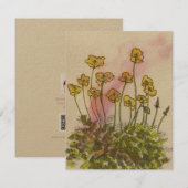 Gelbe Pupien Wildblumen Grüße Karte (Vorne/Hinten)