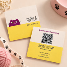 Gelbe QR Pet Sitter Visitenkarte Süße Katze