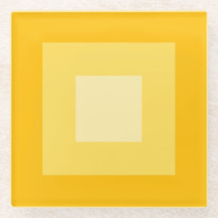 Gelbe Quadrate Geometrisches Muster Glasuntersetzer