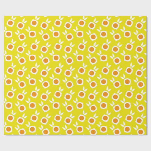 gelbe quadratische Blumen Geschenkpapier (Flach)