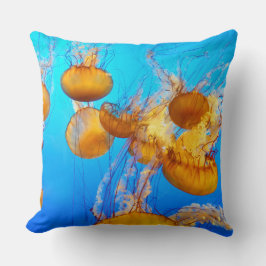 Gelbe Qualle des Blauen Ozeans Kissen