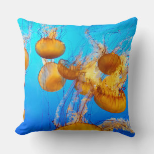 Gelbe Qualle des Blauen Ozeans Kissen