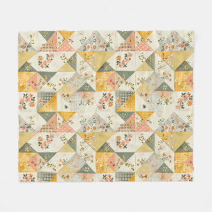 Gelbe Quilt-Patchwork-Gingham-Cottagecore-Decke Fleecedecke