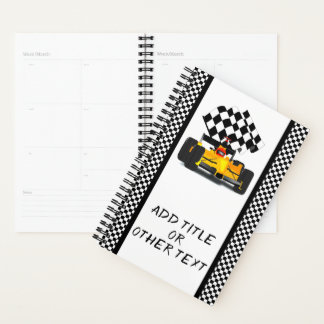 Gelbe Race Car Checkered Flag Planer