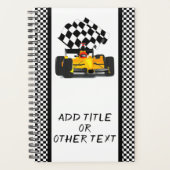 Gelbe Race Car Checkered Flag Planer (Vorderseite)
