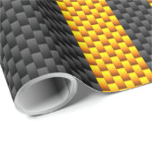 Gelbe Racing Streifen Carbon Fibre Style Geschenkpapier (Rolleneckpunkt)