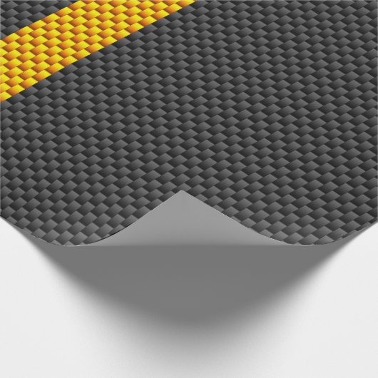 Gelbe Racing Streifen Carbon Fibre Style Geschenkpapier (Ecke)