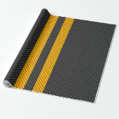 Gelbe Racing Streifen Carbon Fibre Style Geschenkpapier (Ungerollt)
