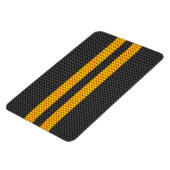 Gelbe Racing Streifen Carbon Fibre Style Magnet (Linke Seite)