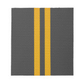 Gelbe Racing Streifen Carbon Fibre Style Notizblock (Vorderseite)
