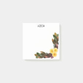 Gelbe Ranunculus Blume und Blätter Anfangsbuchstab Post-it Klebezettel (Vorderseite)