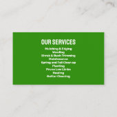 Gelbe Rasenpflege, Mähen und Landschaften Visitenkarte (Rückseite)