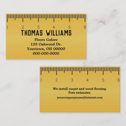 Gelbe Regel für Teppichgeschäft Visitenkarte (Vorne/Hinten)