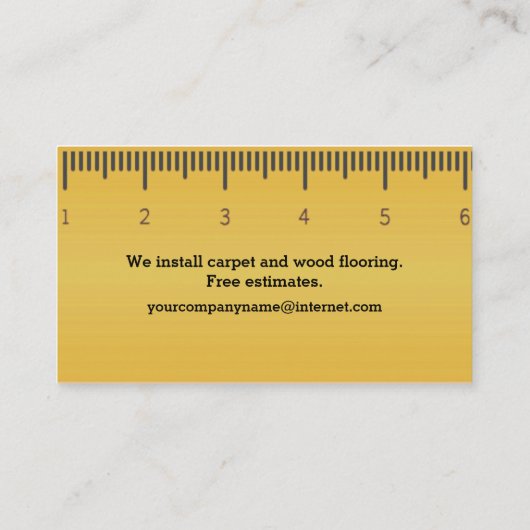 Gelbe Regel für Teppichgeschäft Visitenkarte (Rückseite)
