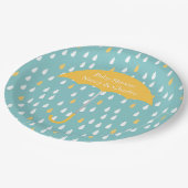 Gelbe Regenschirm-Babyparty-Platte Pappteller (Schrägansicht)