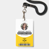 Gelbe registrierte Krankenschwester Caduceus Fotov Ausweis (Vorderseite mit Lanyard)
