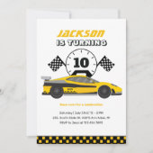 Gelbe Rennstrecke Kinder Jungen Geburtstag Einladung (Vorderseite)