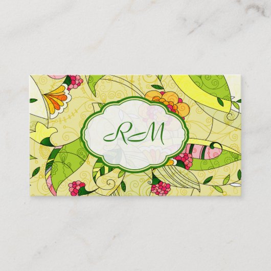 Gelbe Retro Abstrakte BlumenCollage Visitenkarte (Vorderseite)