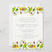 Gelbe Retro Abstrakte Blumenzange Einladung (Rückseite)