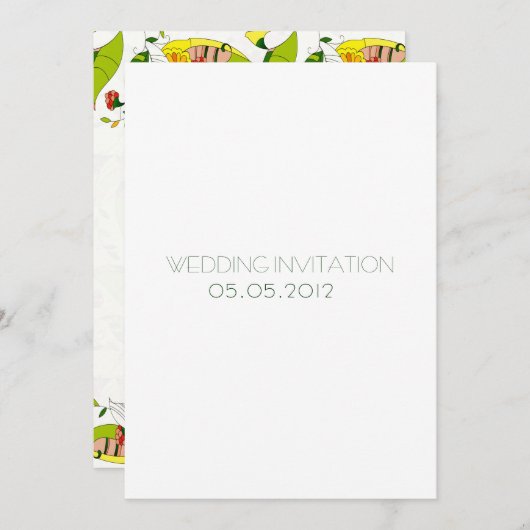 Gelbe Retro Abstrakte Blumenzange Einladung (Vorne/Hinten)