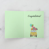 Gelbe Retro Fiat 500 Geburtstagskarte Karte (Innenseite)