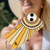 Gelbe Retro-Sonnenstrahlen Eigener Monobuchstabe Case-Mate iPhone Hülle