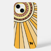 Gelbe Retro-Sonnenstrahlen Eigener Monobuchstabe Case-Mate iPhone Hülle (Rückseite)