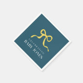 Gelbe Ribbon Dark Aquamarin Baby Dusche Serviette (Ecke)