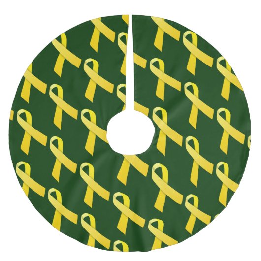 Gelbe Ribbons gepolstertes Muster Polyester Weihnachtsbaumdecke (Vorderseite)