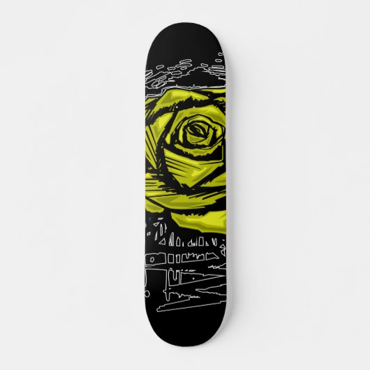 Gelbe robuste Rose Graffiti-Kunst • Urbane Straße Skateboard (Vorne)