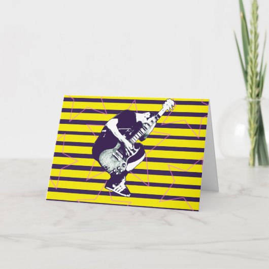 Gelbe Rockin Geburtstagskarte Karte (Vorderseite)