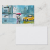 Gelbe romantische Paare der Taxipaare regnerischer Visitenkarte (Vorne/Hinten)