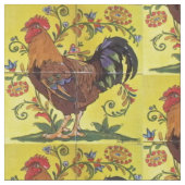 Gelbe Rooster Hühnergeflecht Folklorefabrik Stoff (Nahaufnahme)
