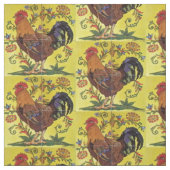 Gelbe Rooster Hühnergeflecht Folklorefabrik Stoff (Muster)