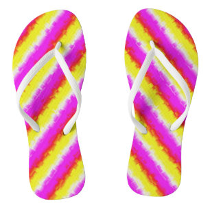 Gelbe Rosa Artdeco Regenbogen Streifen Badesandalen