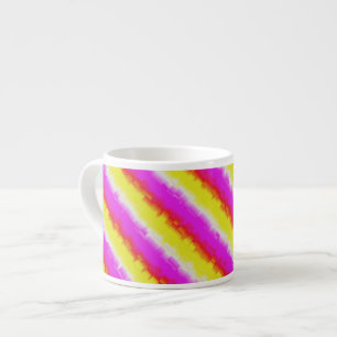 Gelbe Rosa Artdeco Regenbogen Streifen Espressotasse